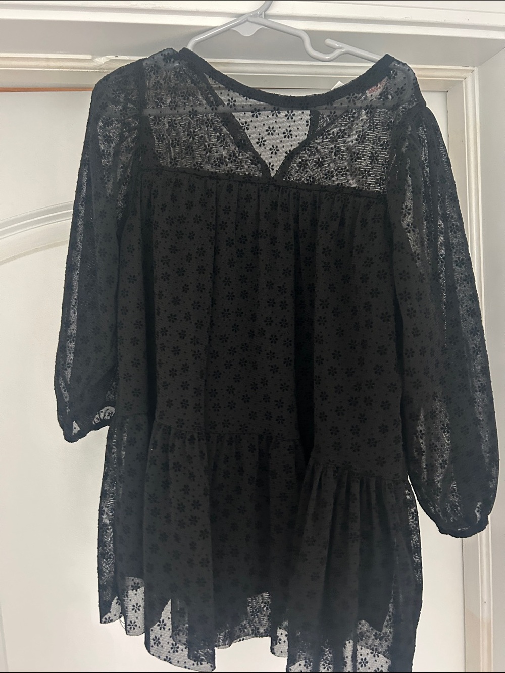 Zara Kids Sheer Black Floral Lace Dress